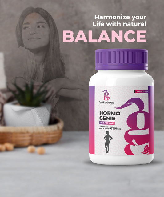 Hormo Genie for Female supplement bottle with capsules
